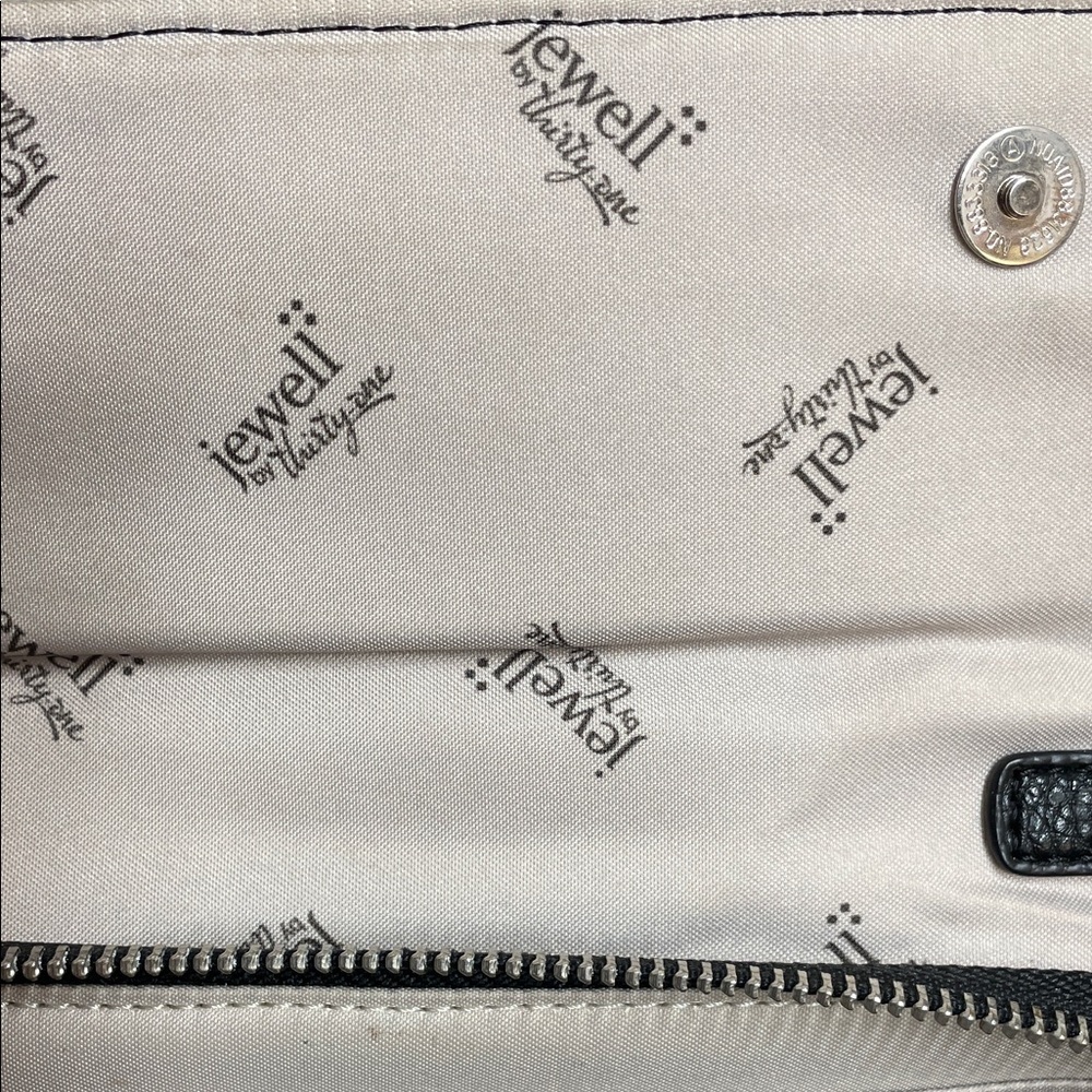 Jewel Thirty-One Chevron Pattern Black & White Wristlet Clutch with Beaded Strap - Picture 2 of 7
